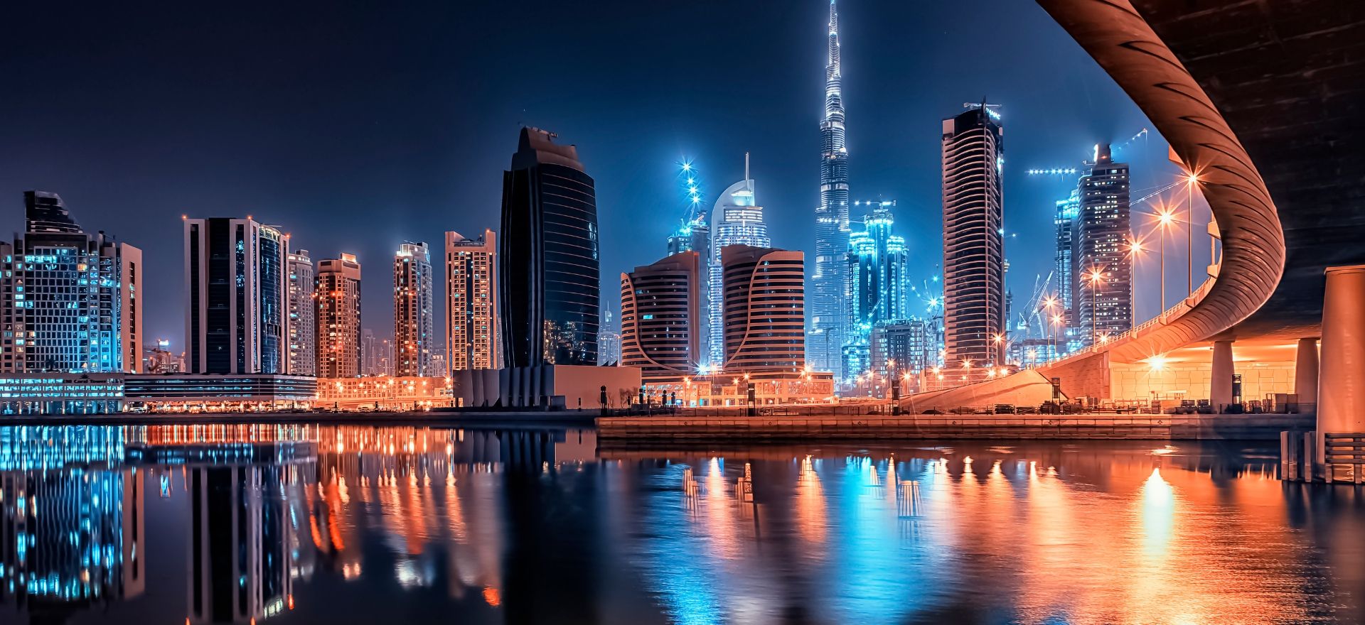 A grand night-time scene of Dubai, UAE, ideal for a luxury Christmas getaway by private jet charter.